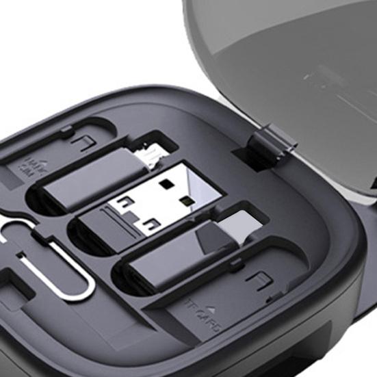 Адаптер для кабеля передачи данных с USB-разъемом 8-контактным для Android-конвертера, гнездами для извлечения SIM-карты, выдвижным чехлом для кабеля зарядки Type-C мощностью 60 Вт