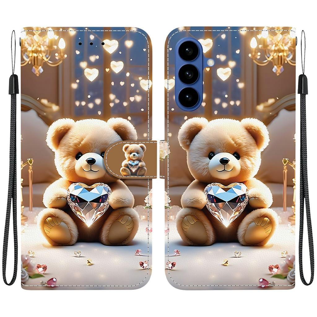For Samsung Galaxy A57 5G Leather Case Stand Wallet Pattern Printing Phone Cover with Wrist Strap