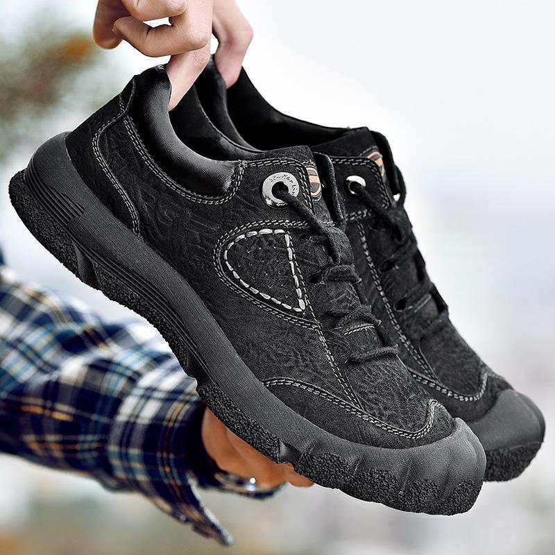 Новая мужская обувь. Весенне-осенняя походная обувь. Спортивная повседневная обувь из натуральной кожи. Водонепроницаемые, нескользящие, износостойкие походные ботинки.