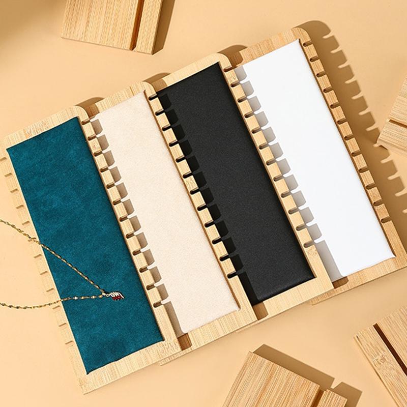 Fashion Wood Necklace Display Stand Large Capacity Pendant Bracelet Anklet Long Chain Jewelry Storage Rack Counter Showcase Prop