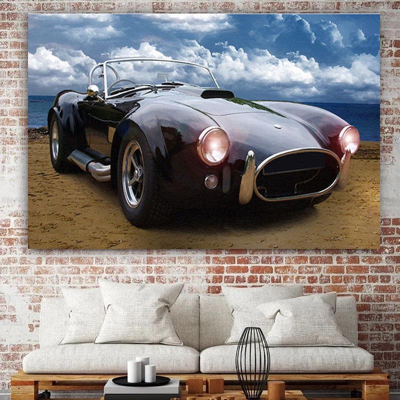 Классический автомобиль AC Cobra Car Blue Sky Wall Art Poster Масло Холст Картина Плакаты и принты Гостиная Украшение дома без рамы