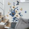 1PC Creative Blue Flower Butterfly Wall Stickers Room Bedroom Living Room Home Background Beautification Decoration Stickers