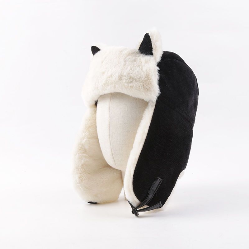 Женские теплые наушники, утепленная шапка с ушами, зимняя кашемировая плюшевая хлопковая шапка с кошачьими ушками, зимняя русская шапка-бомбер