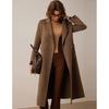 Bailuyu Women's 100% Merino Wool Double-Breasted Longline Coat