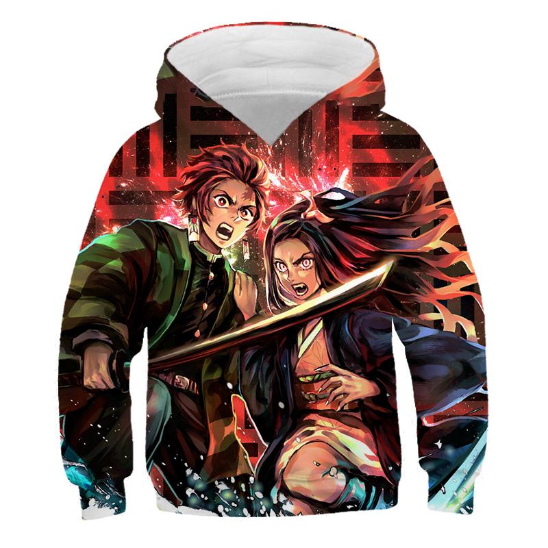 2025 Детские 3D Толстовки Demon Slayer Мода Осень Мальчики Толстовка Худи Манга Kimetsu No Yaiba Мальчики Девочки Джемперы 4-14 лет Одежда