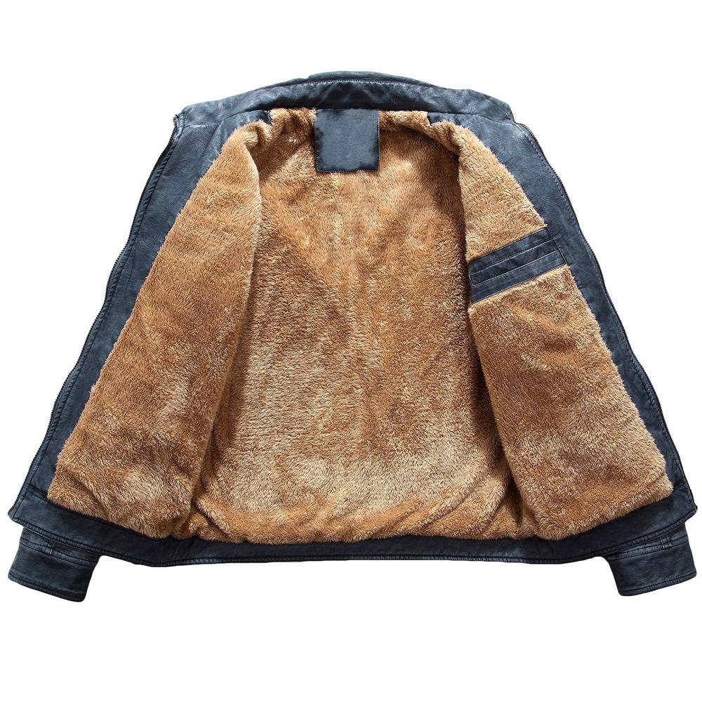 Мужская модная кожаная куртка Мужская теплая мотокуртка