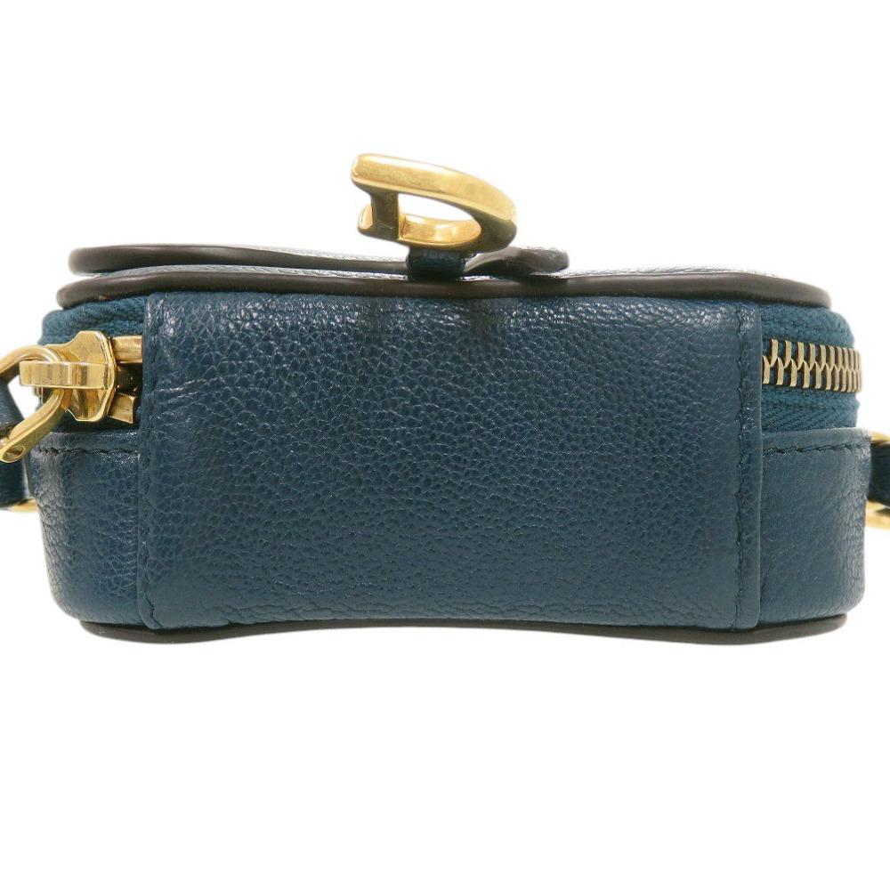 Used AUTHENTIC Dior 43 MA 0261 Mini Saddle Shoulder Bag blue Leather