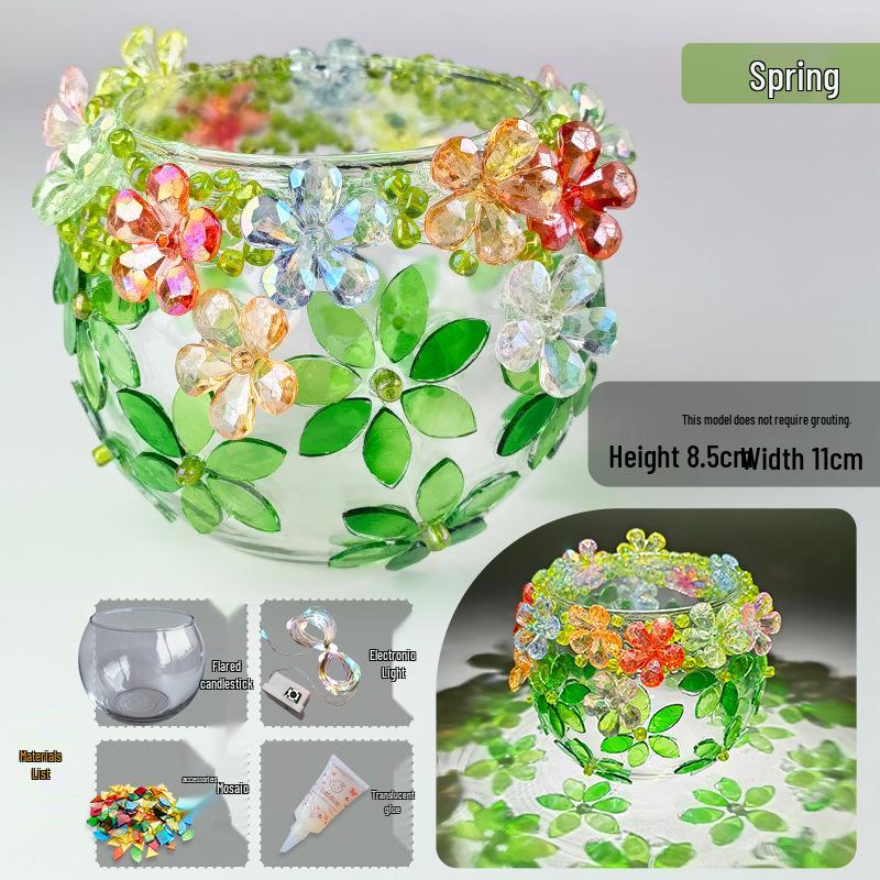 Набор для изготовления подсвечника из стеклянной мозаики: Развивающая игрушка ручной работы для родителей и детей на День защиты детей