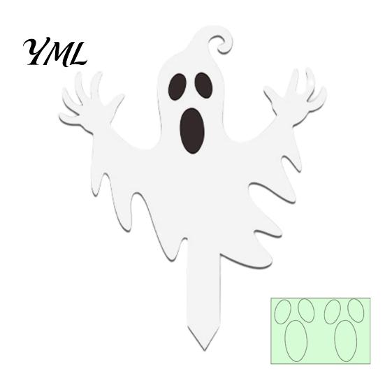 Pathway Decoration Stakes Halloween Ghost Garden Stake, Spooky Glow-in-The-Dark Yard Sign, Pumpkin Scarecrow Acrylic for Lawn Front Courtyard
