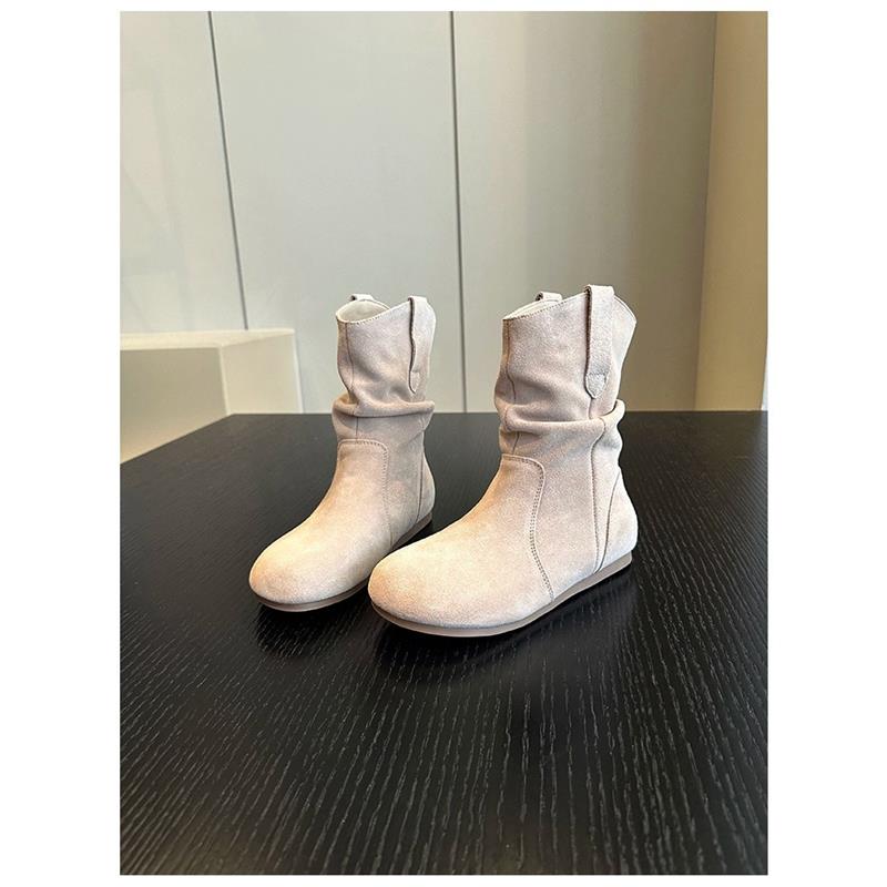 Короткие женские сапоги с плиссировкой и матовой мягкой подошвой, длинные сапоги с юбкой и рукавами