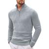 Men  Long Sleeves  Standing Collar  Half Zipper  Knitted Sweater