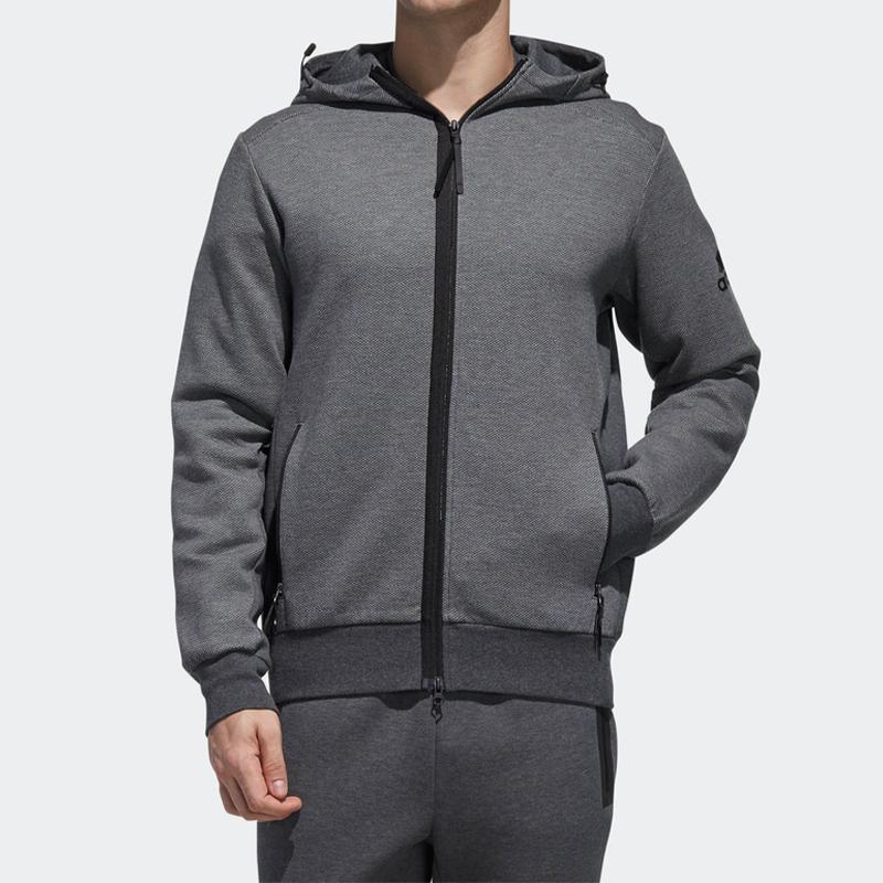 adidas Мужская куртка с капюшоном Double Knit, серая, DW4594