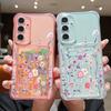 Кошелек-картхолдер Чехол для телефона Для Samsung Galaxy A56 A55 A25 A15 A16 5G S25 Edge S23 S22 Ultra S24 FE Маленькие цветы Мягкий ТПУ чехол
