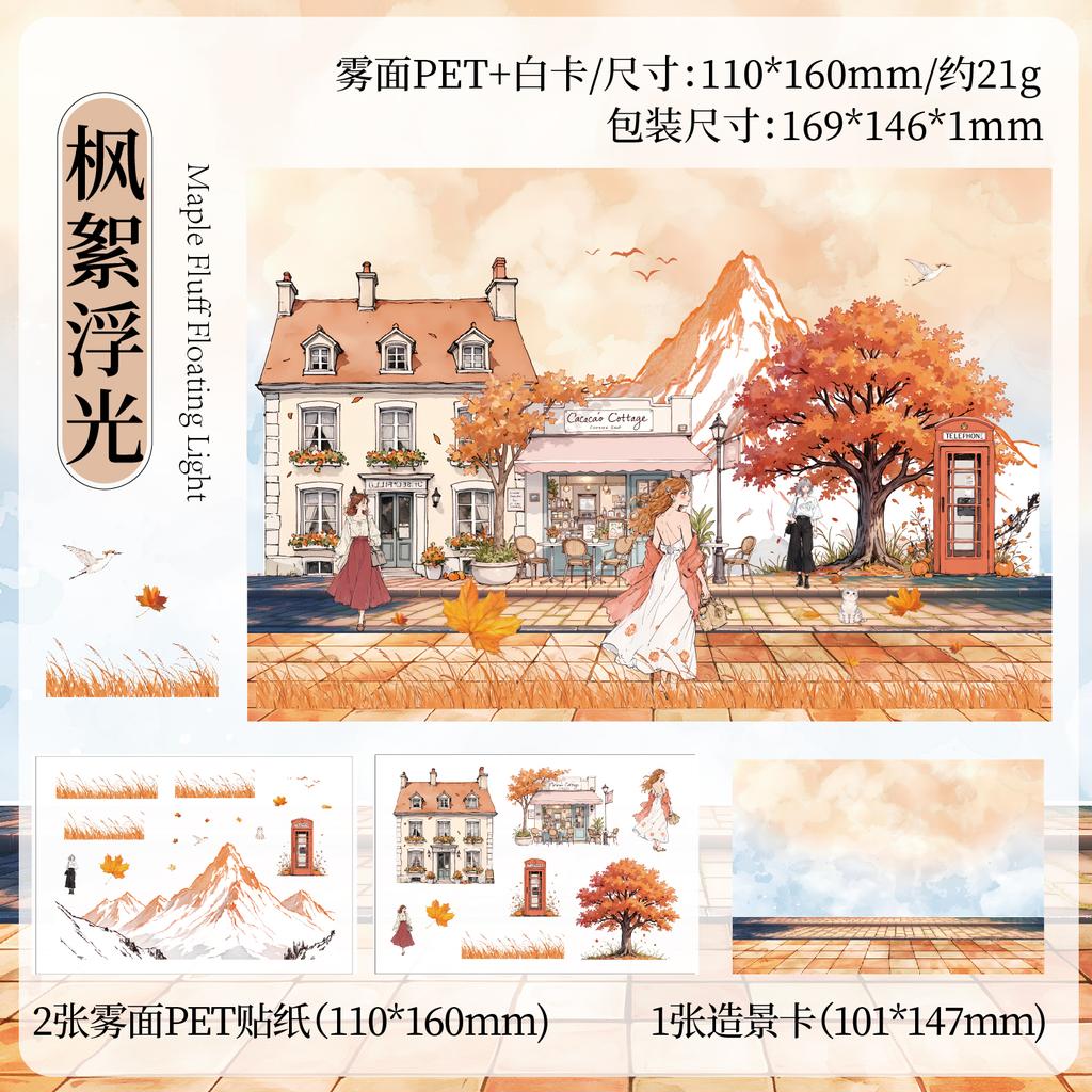 3 Sheets Four Seasons Scenery Stickers Pack PET Die cut Decorative handmade Scrapbooking Material Diary Album Craft Supplies