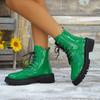 Обувь для женщин 2024 года, женские ботинки в британском стиле, высококачественные зеленые мотоциклетные ботинки, нескользящие ботинки для походов с толстой подошвой Zapatos