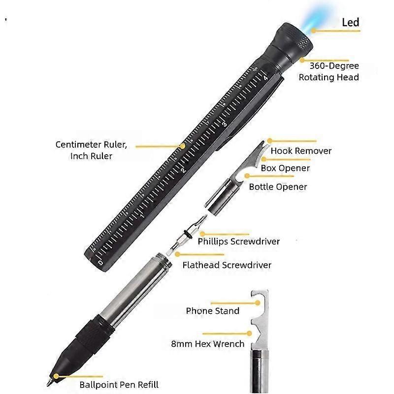 9-in-1 Multitool Tactical Pen, Cool EDC Gear Birthday Gift for Men, Dad, Husband, Boyfriend