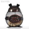 Lovely Piggy Wine Cork Container Decor Metal Sculpture Craft Gift
