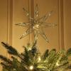 20-Lights Christmas Star Tree Topper Multi-Pointed Pre-lit Glittered Snowflake Treetop Lighted Xmas Treetop for Home Decorations
