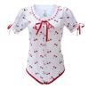 [LittleForBig] Adult Lolita Romper [Sparkling Cherry Print] Ribbon Bow Lace Cotton Pajamas, Size S