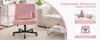 Modern Office Chair – Height-Adjustable Swivel Chair without Armrests with Quiet Casters & Cushion – Fabric Office Chair for Study & Living Room