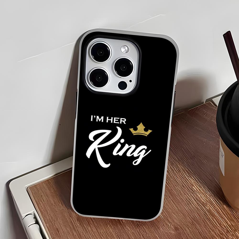Чехол для телефона с буквами KING Queen Crown для iPhone 17 Air 16 E 15 14 Plus 13 12 11 Pro Max, Желейный, 2 в 1, Защитный чехол