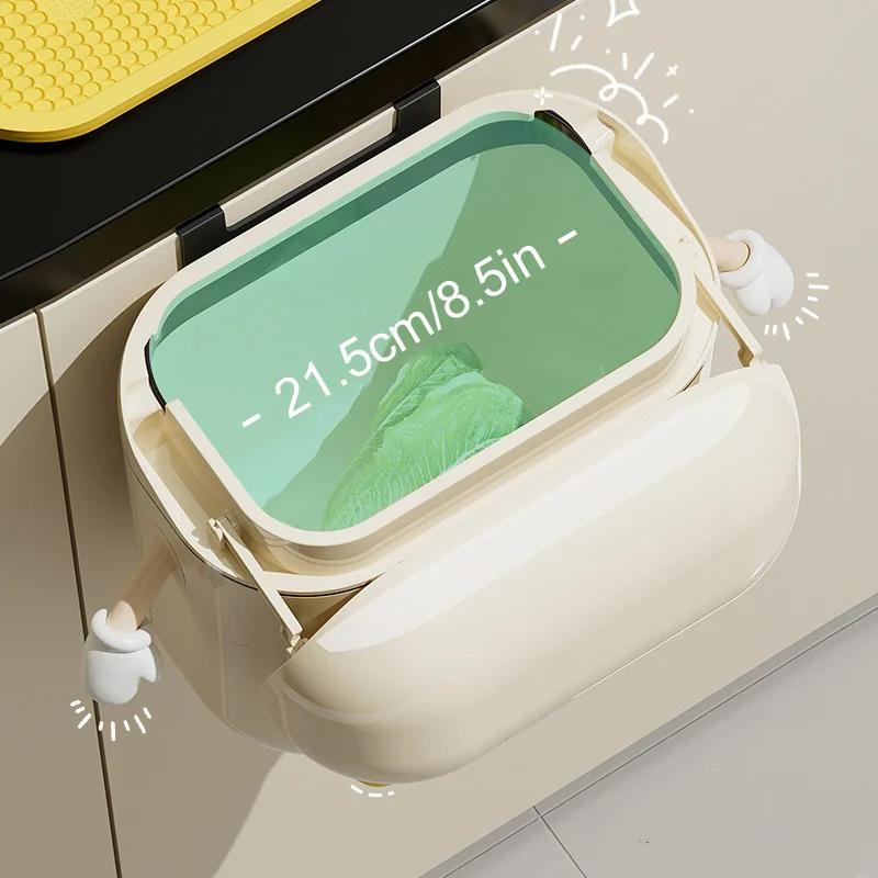 9/12L Wastebasket Trash Can Recycle Bin Cream Wall Mounted Cute Food Waste Litter Bins Bathroom Kitchen Household Home Cleaning