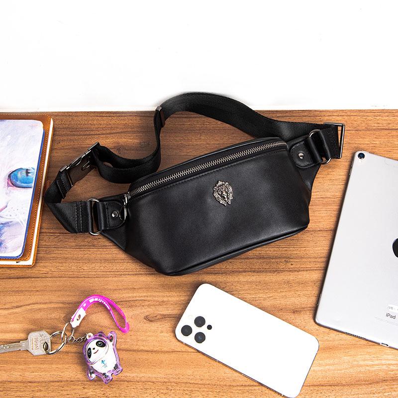 Мужская модная минималистичная поясная и нагрудная сумка - Натуральная коровья кожа, Мягкая повседневная кроссбоди, Японский и корейский стиль