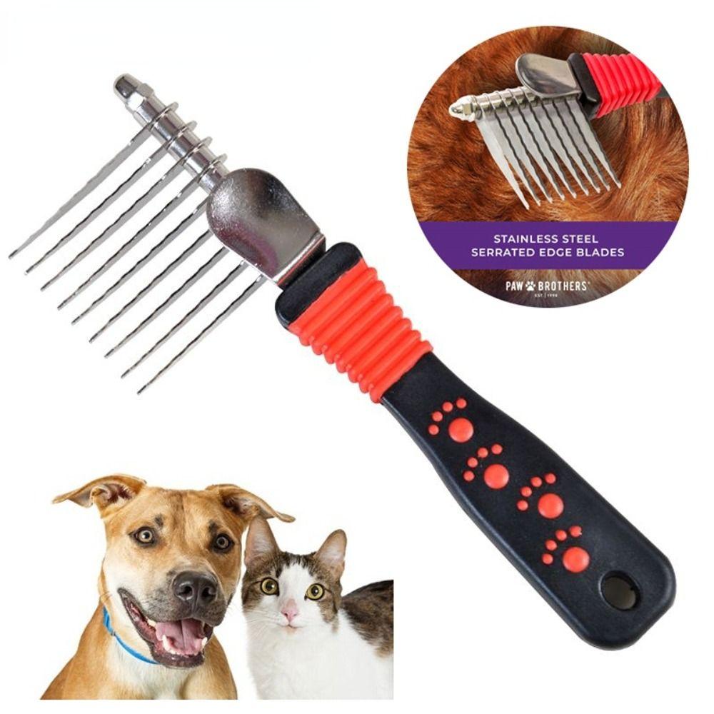 Professional Pet Dematting Fur Rake Non-slip Handle Dog Grooming Brush Pet Knot Comb Home