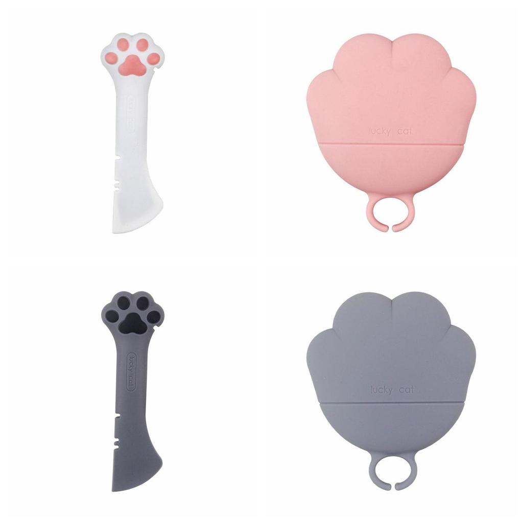 Universal Size Reusable Cat Dog Silicone Sealing Pet Food Spoon Can Covers Tin Opener Can Lids