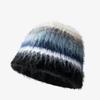 Colorful Striped Knitted Hat Soft Cotton Crochet Beanie Hat New Woolen Bucket Cap  Unisex