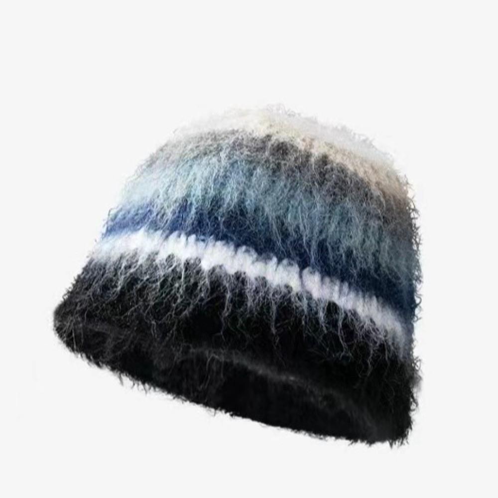 Colorful Striped Knitted Hat Soft Cotton Crochet Beanie Hat New Woolen Bucket Cap Unisex