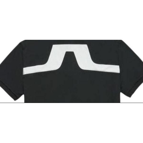 J.Lindeberg Geometric Pattern Pointed Collar Fitted Straight-Cut Short Sleeve Polo Shirt Men Polo Shirts Black GMJT07624-9999
