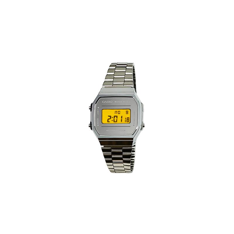 Casio Индивидуальные часы модифицированная серия ретро маленькие квадратные часы водозащита A168WEM-7 модифицированные-Sanyaojie Кварц Сталь Серебристый циферблат Желтые стрелки