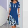 Женские платья с цветочным принтом, элегантные платья миди, женское платье с коротким рукавом, модная летняя одежда больших размеров