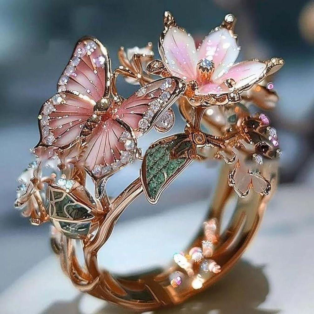 High Quality Jewelry Accessories Butterfly Ring Crafts Non-fading Finger Decorations Gift Open Ring