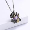 Роскошное женское ожерелье из 925 посеребренного аметиста, подвеска с женским цветком, темпераментное ювелирное изделие, вечерние свитер, цепочка