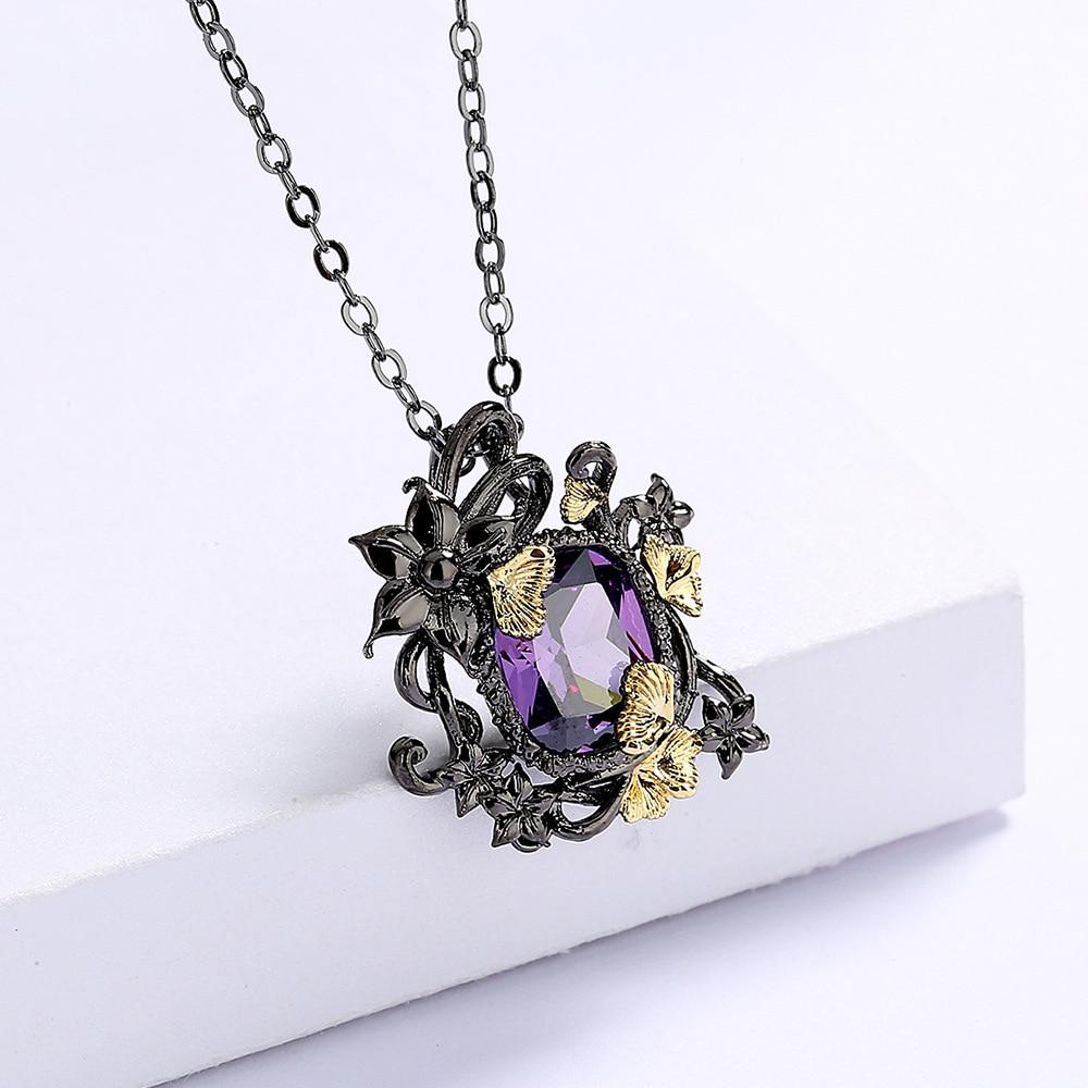 Роскошное женское ожерелье из 925 посеребренного аметиста, подвеска с женским цветком, темпераментное ювелирное изделие, вечерние свитер, цепочка