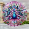 Peacock Mandala Design Wind Chime, Metal Spiral Wind Spinner, No Battery Required, for Garden, Wedding, Party Decor