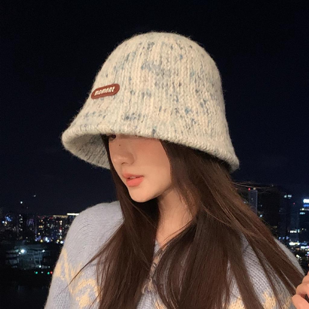 New Bucket Hat Women's Autumn and Winter Fashion Warm Knitted Basin Hat