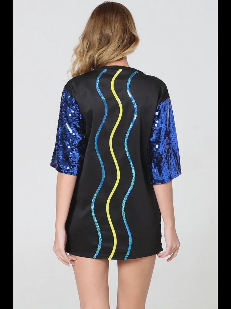 Свободная футболка с пайетками в виде сердечек персикового цвета 8 цветов - Коллекция весна/лето 2024 г.