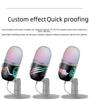 Конденсаторный USB-микрофон V5 RGB — шумоподавление для ПК, мобильных устройств, живого караоке и игр.