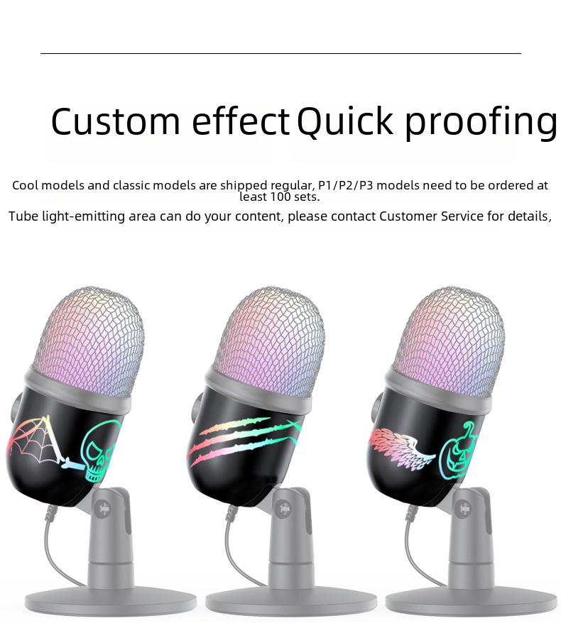Конденсаторный USB-микрофон V5 RGB — шумоподавление для ПК, мобильных устройств, живого караоке и игр.