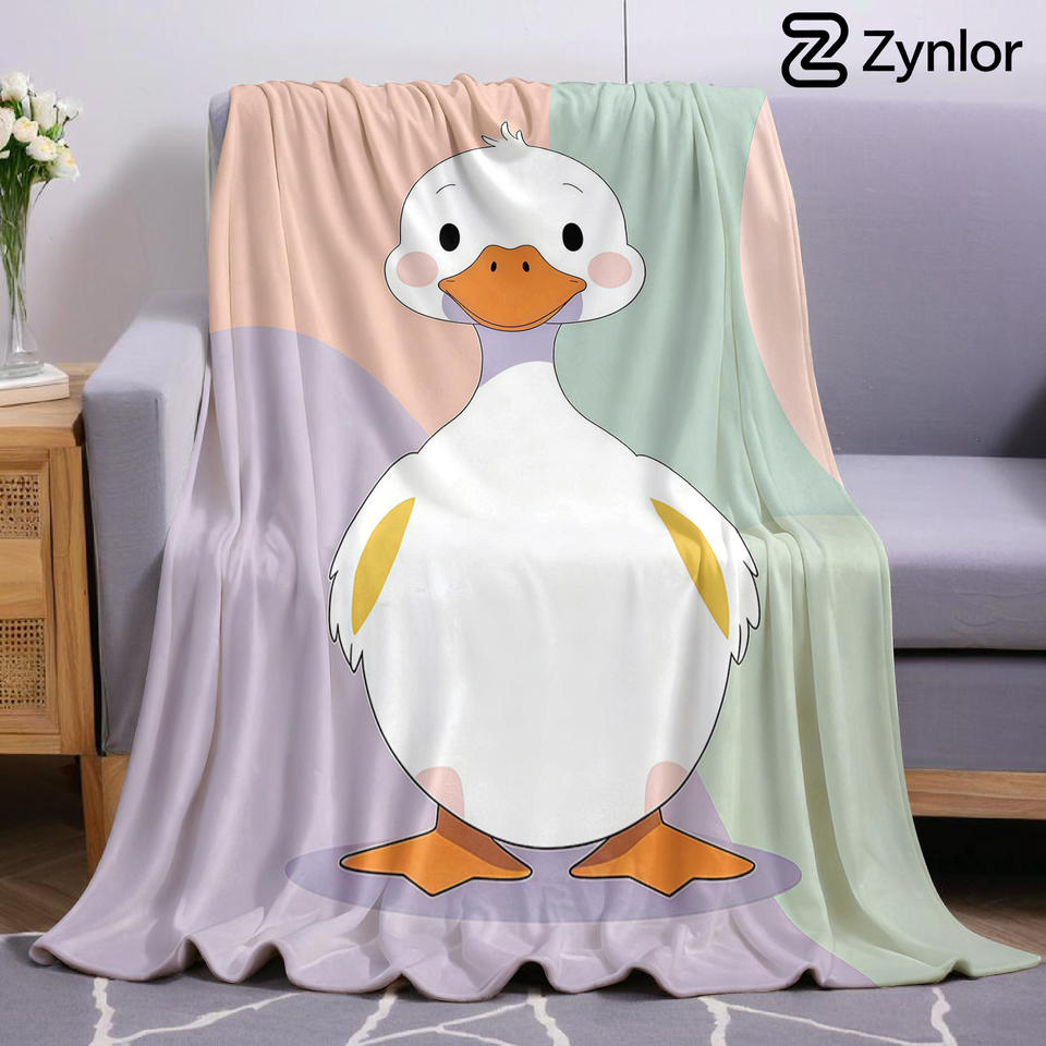 Cute Duck Cartoon Lightweight Microfiber Soft Christmas Fleece Blanket Warm Cozy Throw for Bed Sofa Office Travel All Season