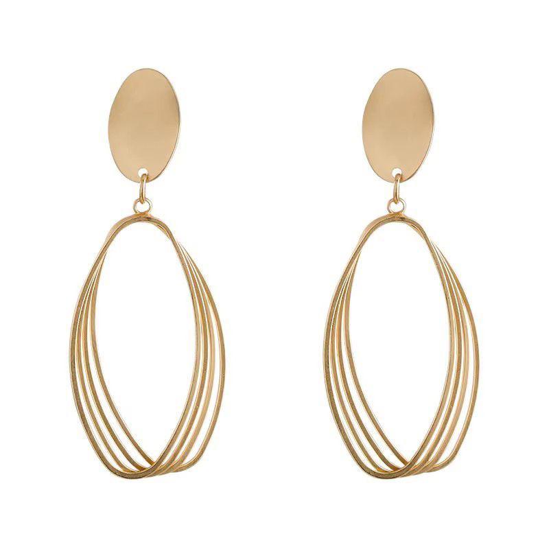 Retro Matte Gold Earrings, Women's Hong Kong Style New Trendy Earrings, Temperament Metal Earrings, Cool Style Ear Accessories