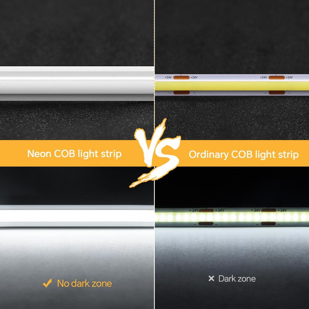 Высококачественная COB светодиодная неоновая лента 24V, равномерное свечение, без темных зон, самоклеящаяся неоновая лента, водонепроницаемая светодиодная веревка, декор для комнаты