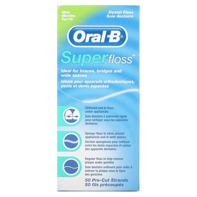 Super Floss, мятный, 50 предварительно нарезанных зубных нитей