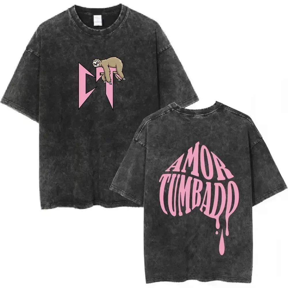 Natanael Cano Nata Montana Vintage Washed T Shirts Amor Tumbado Short Sleeve T-shirt Men Cotton Comfort T-shirts