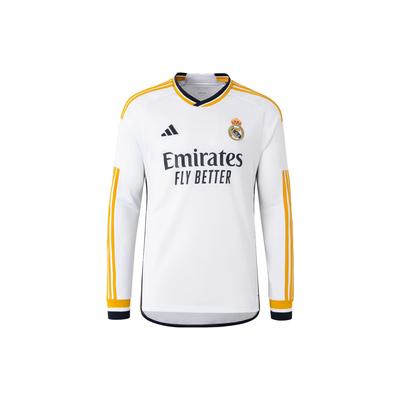 Мужские футбольные майки с длинным рукавом в полоску с буквенным принтом Real Madrid, белые IB0018
