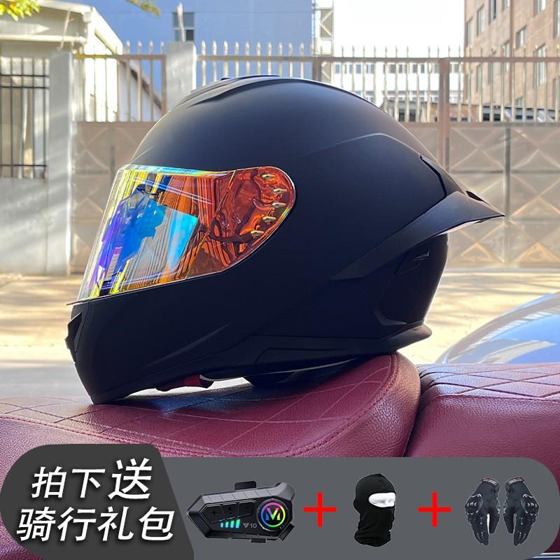 ECE/GB Certified Full Face Motorcycle Helmet With Bluetooth Intercom Men Women Use Large Rear Wing Stylish Design