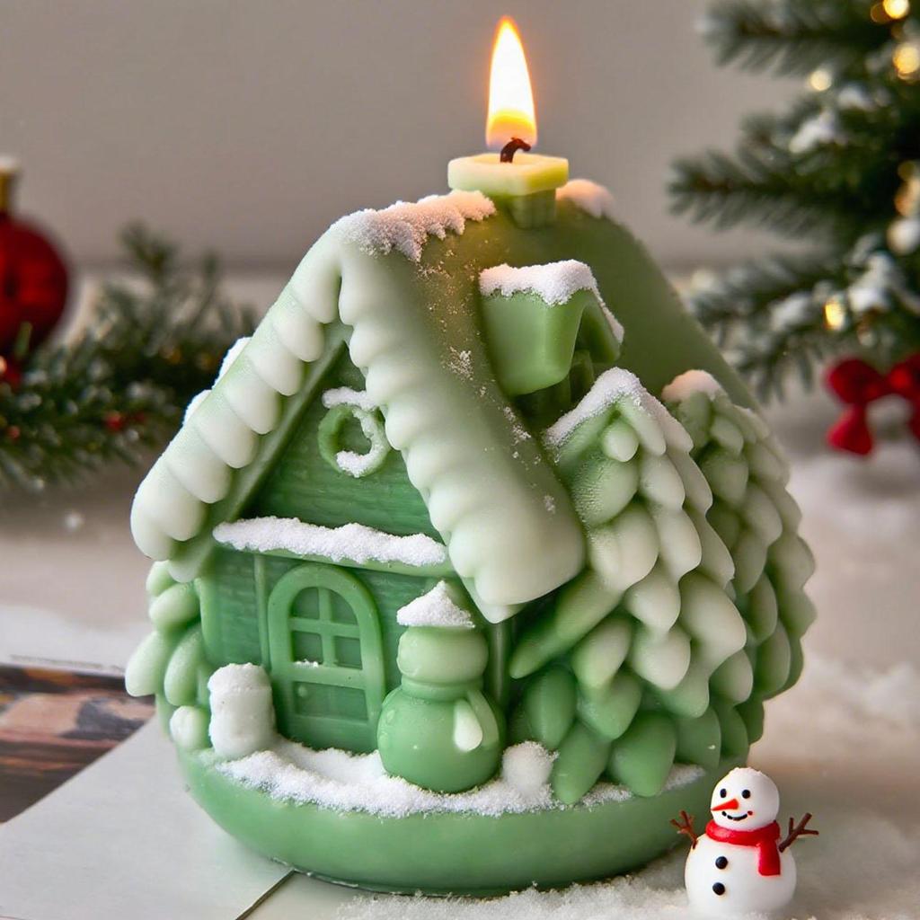 Christmas House Candle Mould Silicone Molds Ornament Molds Castings Molds Handmade Plasters Molds Craft Supplies
